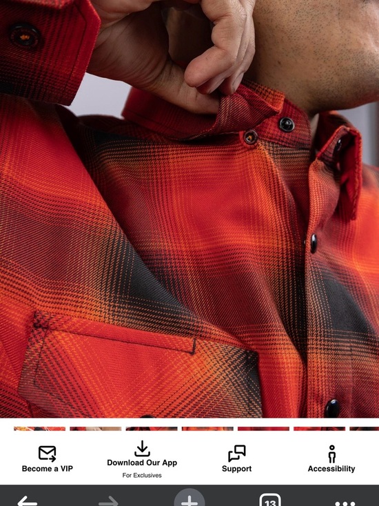 Dixxon Men's XLT Medium Metallica Load Plaid Flannel Button-Up Shirt Red Black - Picture 4 of 10